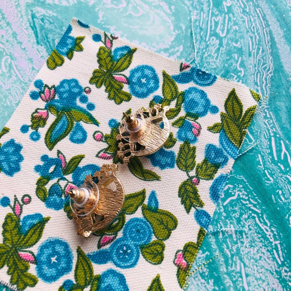 Evil Eye Earrings Ancient Symbol with small colorful rhinestones - Picture 3 of 5